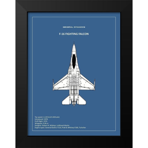 BP F-16 Fighting Falcon  Black Modern Wood Framed Art Print by Rogan, Mark