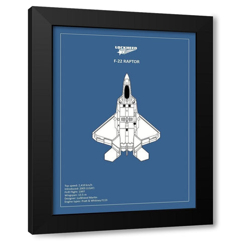 BP LOCKHEED F117 Nighthawk  Black Modern Wood Framed Art Print by Rogan, Mark