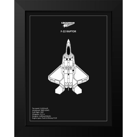 BP LOCKHEED F117 Nighthawk Black  Black Modern Wood Framed Art Print by Rogan, Mark