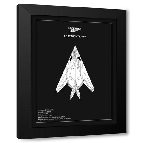 BP Lockheed F22 Raptor Black  Black Modern Wood Framed Art Print with Double Matting by Rogan, Mark