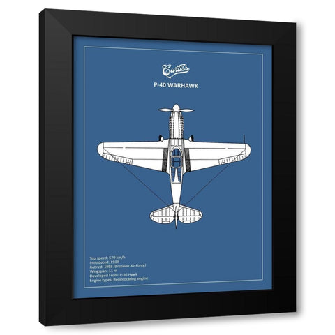 BP P-40 Warhawk  Black Modern Wood Framed Art Print by Rogan, Mark