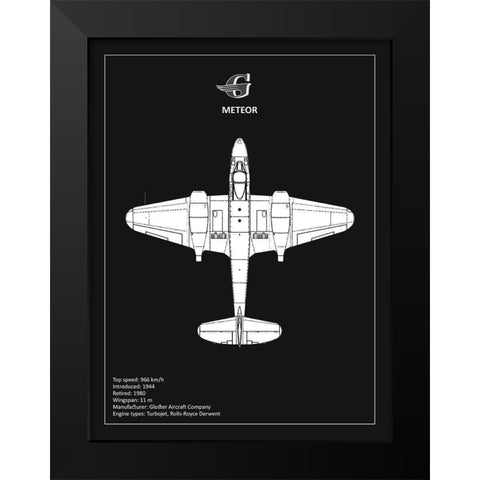 Gloster Meteor Black  Black Modern Wood Framed Art Print by Rogan, Mark