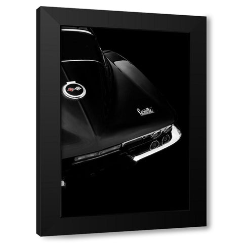 The Corvette Stingray In Black Black Modern Wood Framed Art Print by Rogan, Mark