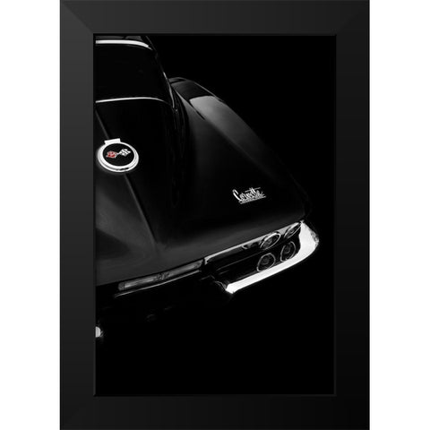 The Corvette Stingray In Black Black Modern Wood Framed Art Print by Rogan, Mark