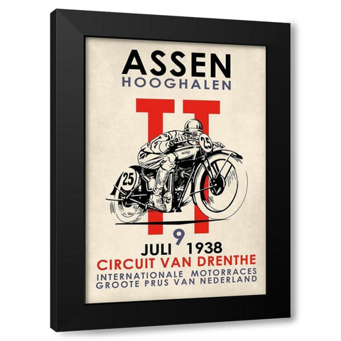 Assen TT Motorcycle Races 1938 Black Modern Wood Framed Art Print with Double Matting by Rogan, Mark