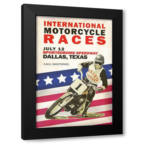 Intl. Motorcycle Races Dallas Black Modern Wood Framed Art Print with Double Matting by Rogan, Mark