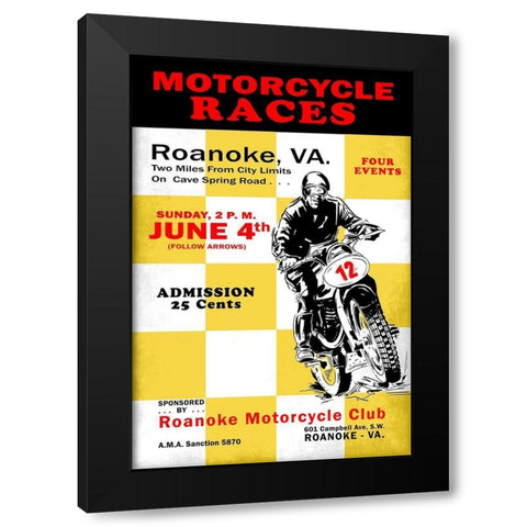 Motorcycle Hill Climb Black Modern Wood Framed Art Print by Rogan, Mark