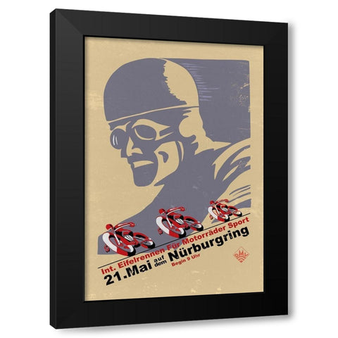 Nurburgring Vintage Racing Black Modern Wood Framed Art Print by Rogan, Mark
