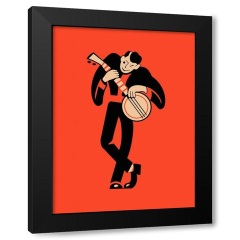 The Banjo Black Modern Wood Framed Art Print with Double Matting by Rogan, Mark