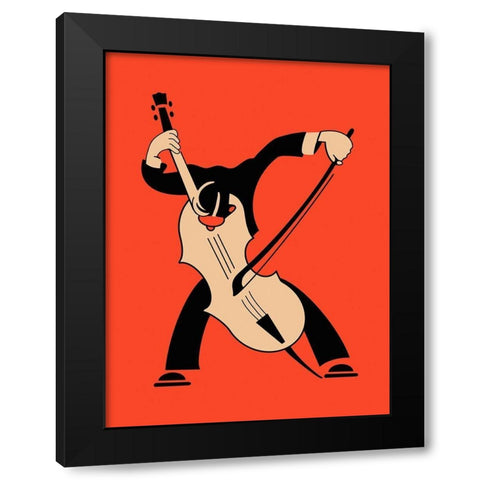 The Cello Black Modern Wood Framed Art Print by Rogan, Mark