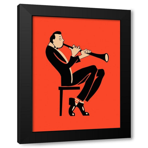 The Clarinet Black Modern Wood Framed Art Print by Rogan, Mark
