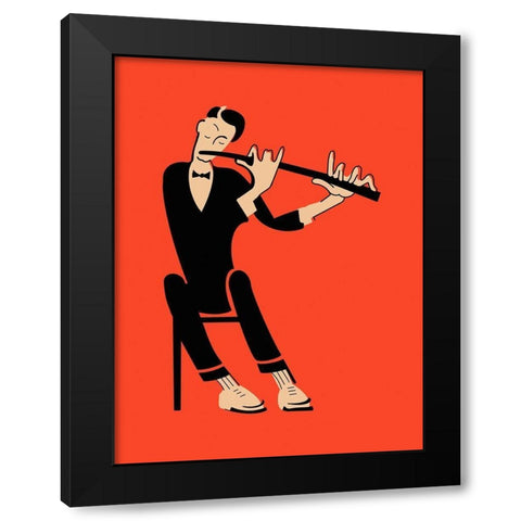 The Flute Black Modern Wood Framed Art Print by Rogan, Mark