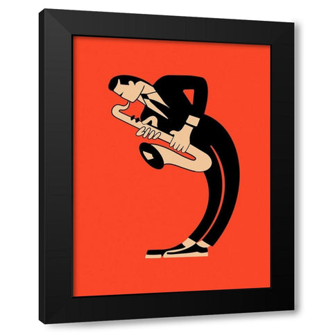 The Saxophone Black Modern Wood Framed Art Print by Rogan, Mark