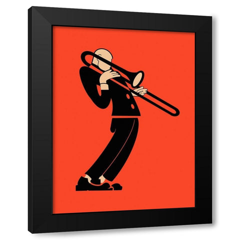 The Trombone Black Modern Wood Framed Art Print with Double Matting by Rogan, Mark
