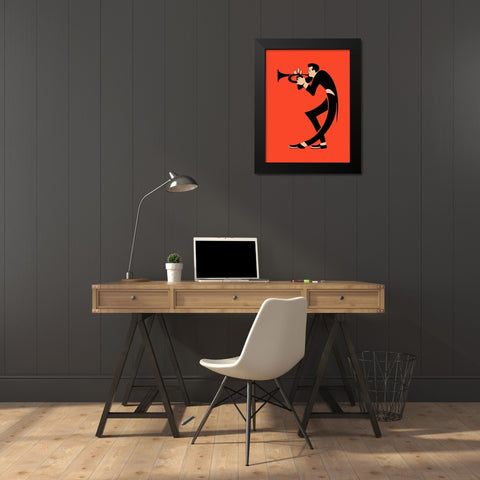 The Trumpet Black Modern Wood Framed Art Print by Rogan, Mark