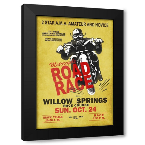 Willow Springs Road Race Black Modern Wood Framed Art Print by Rogan, Mark