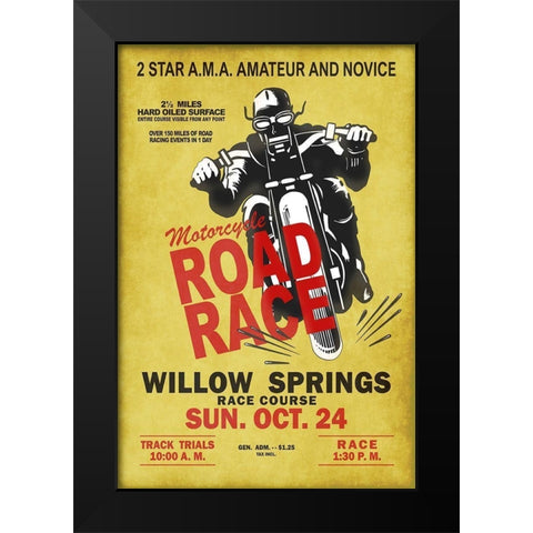 Willow Springs Road Race Black Modern Wood Framed Art Print by Rogan, Mark