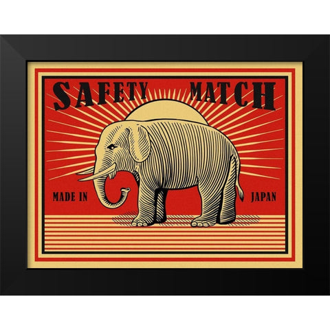 MRoagn Elephant Matches Black Modern Wood Framed Art Print by Rogan, Mark