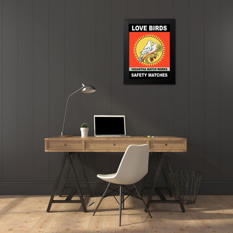 Love Birds Black Modern Wood Framed Art Print by Rogan, Mark