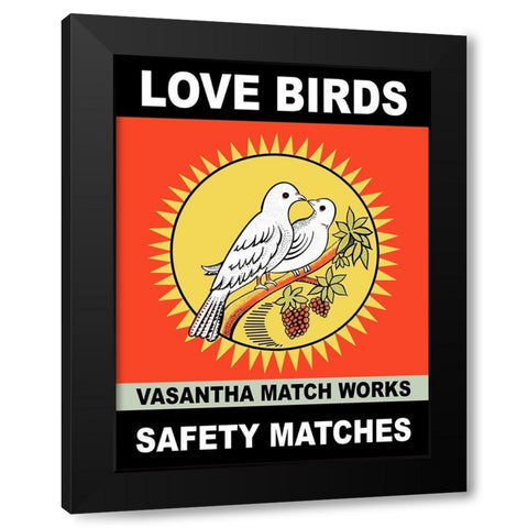 Love Birds Black Modern Wood Framed Art Print with Double Matting by Rogan, Mark