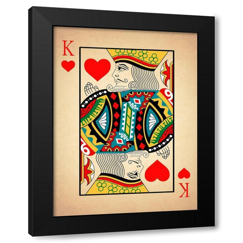 King of Hearts Black Modern Wood Framed Art Print with Double Matting by Rogan, Mark