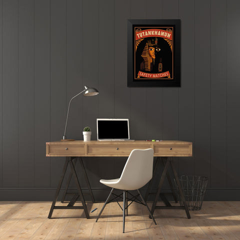 Tutankhamum Safety Matches Black Modern Wood Framed Art Print by Rogan, Mark