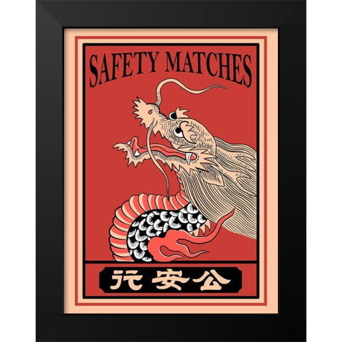 Japanese Dragon Matches Black Modern Wood Framed Art Print by Rogan, Mark