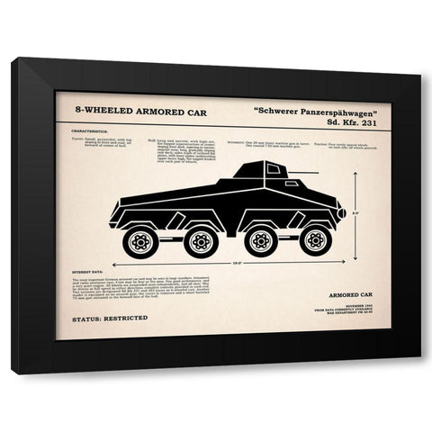 8 Wheeled Armored Car Black Modern Wood Framed Art Print by Rogan, Mark