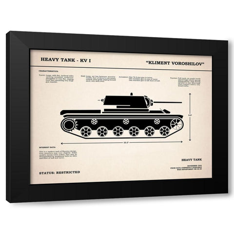 KV1 Heavy Tank Black Modern Wood Framed Art Print by Rogan, Mark