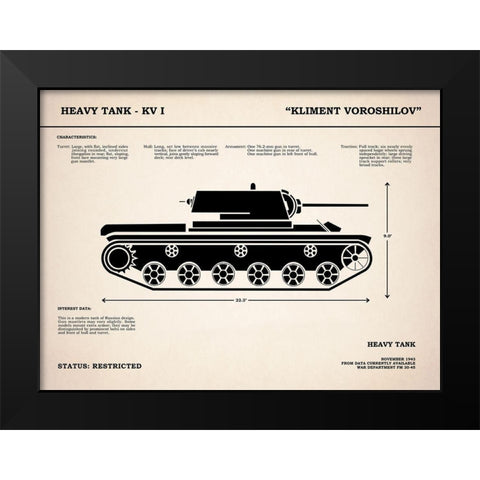 KV1 Heavy Tank Black Modern Wood Framed Art Print by Rogan, Mark