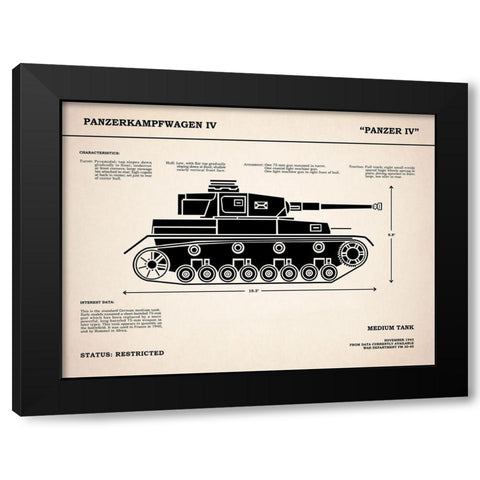 Panzer IV Tank Black Modern Wood Framed Art Print with Double Matting by Rogan, Mark