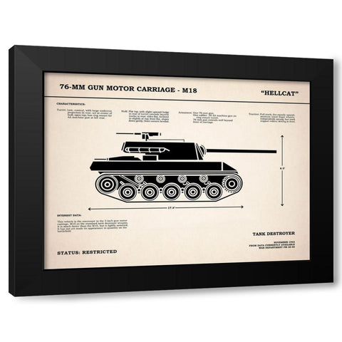T70 76mm Gun Motor Carriage Black Modern Wood Framed Art Print by Rogan, Mark