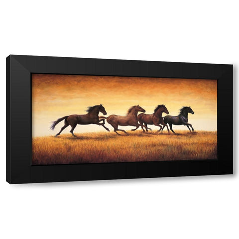 Stallions at Sunset Black Modern Wood Framed Art Print by Vargas, Ricardo