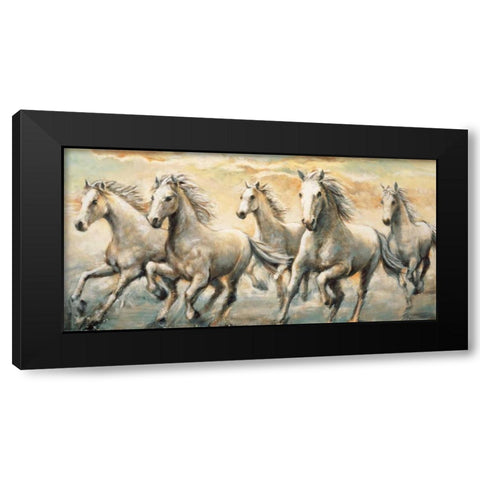 Wild Horses Black Modern Wood Framed Art Print with Double Matting by Steele, Ralph