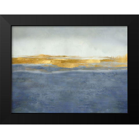 Linear Gold on Blue Black Modern Wood Framed Art Print by Messina, Jake