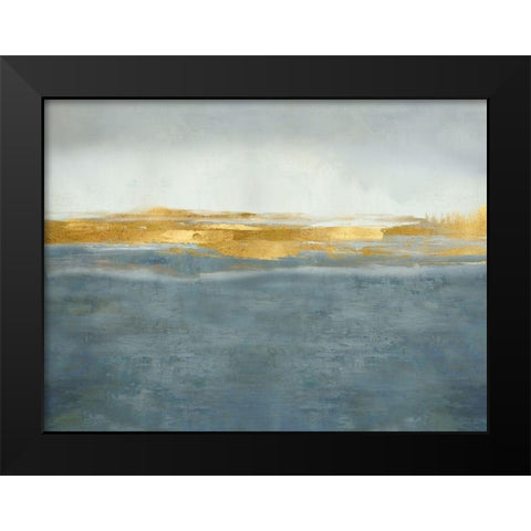 Linear Gold on Azure Black Modern Wood Framed Art Print by Messina, Jake