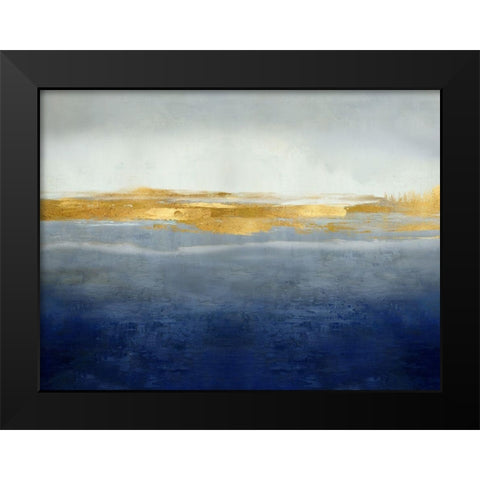 Linear Gold on Indigo Black Modern Wood Framed Art Print by Messina, Jake