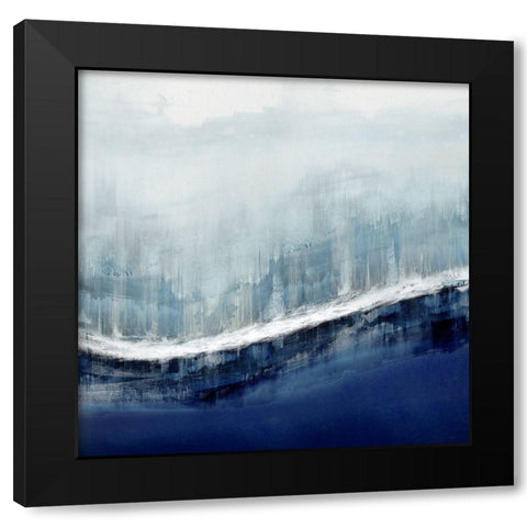 Flowing Blue Black Modern Wood Framed Art Print by Messina, Jake