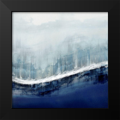 Flowing Blue Black Modern Wood Framed Art Print by Messina, Jake