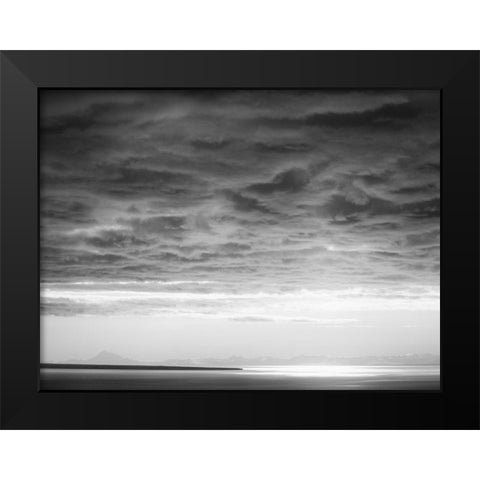 Black and white cloud formatio Black Modern Wood Framed Art Print by Plank, Savanah