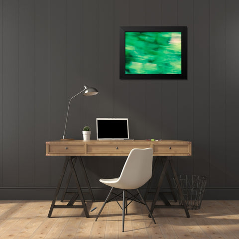 Flora Motion Black Modern Wood Framed Art Print by Plank, Savanah