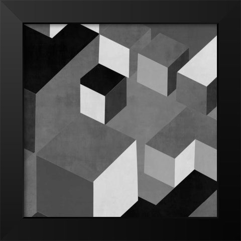 Cubic in Grey I Black Modern Wood Framed Art Print by Simmons, Todd