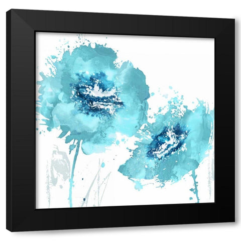 Flower Burst in Aqua II Black Modern Wood Framed Art Print with Double Matting by Austin, Vanessa