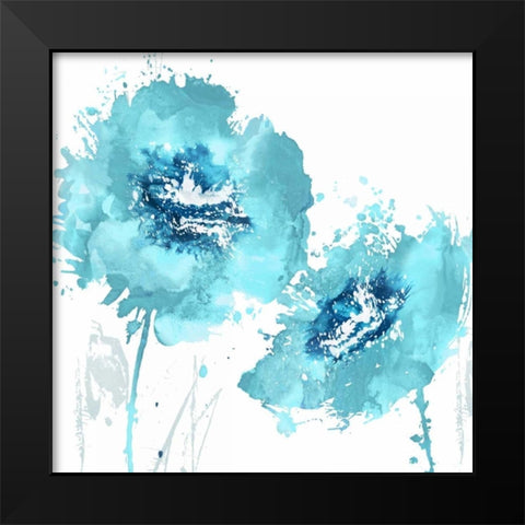 Flower Burst in Aqua II Black Modern Wood Framed Art Print by Austin, Vanessa