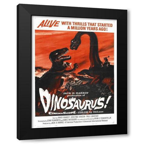 Dinosaurus Black Modern Wood Framed Art Print by Anonymous