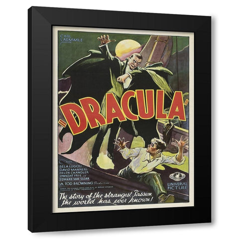 Dracula 1931 Black Modern Wood Framed Art Print with Double Matting by Anonymous