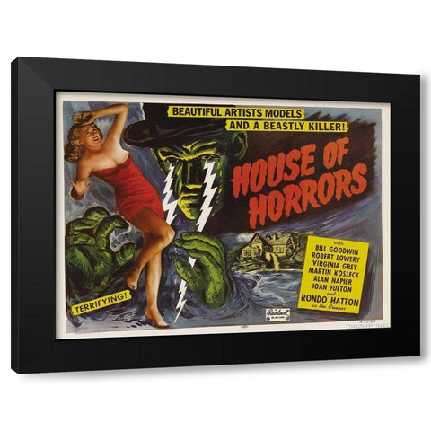 House Of Horror Black Modern Wood Framed Art Print with Double Matting by Anonymous