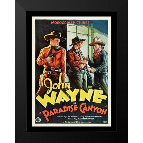 John Wayne Paradise Canyon Black Modern Wood Framed Art Print by Anonymous