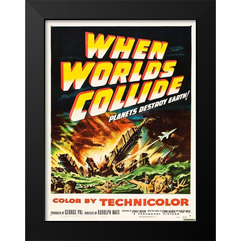 When Worlds Collide Black Modern Wood Framed Art Print by Anonymous