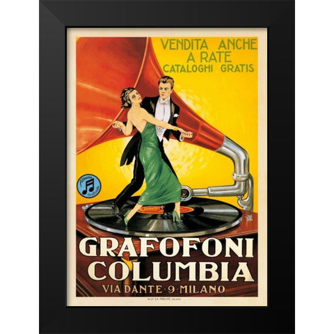 Grafofoni Columbia-1920 ca Black Modern Wood Framed Art Print by Anonymous